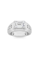 Load image into Gallery viewer, 3.5CTW Emerald Shaped Lab Grown Diamond (F/VS) Mens Ring in 14K Gold

