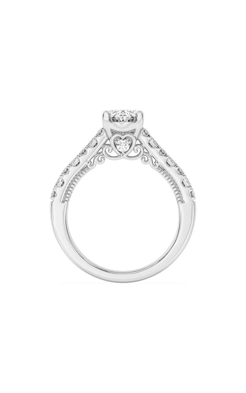 2CTW Oval Shaped Lab Grown Diamond (F/VS) Accented Milgrain Engagement Ring in 14K Gold