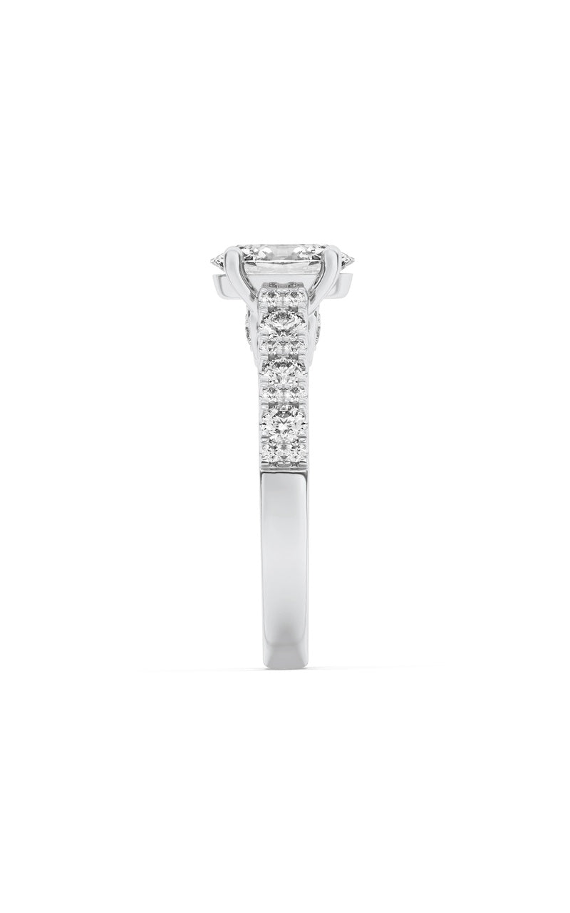 2CTW Oval Shaped Lab Grown Diamond (F/VS) Accented Milgrain Engagement Ring in 14K Gold