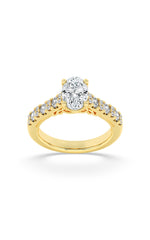 Load image into Gallery viewer, 2CTW Oval Shaped Lab Grown Diamond (F/VS) Accented Milgrain Engagement Ring in 14K Gold

