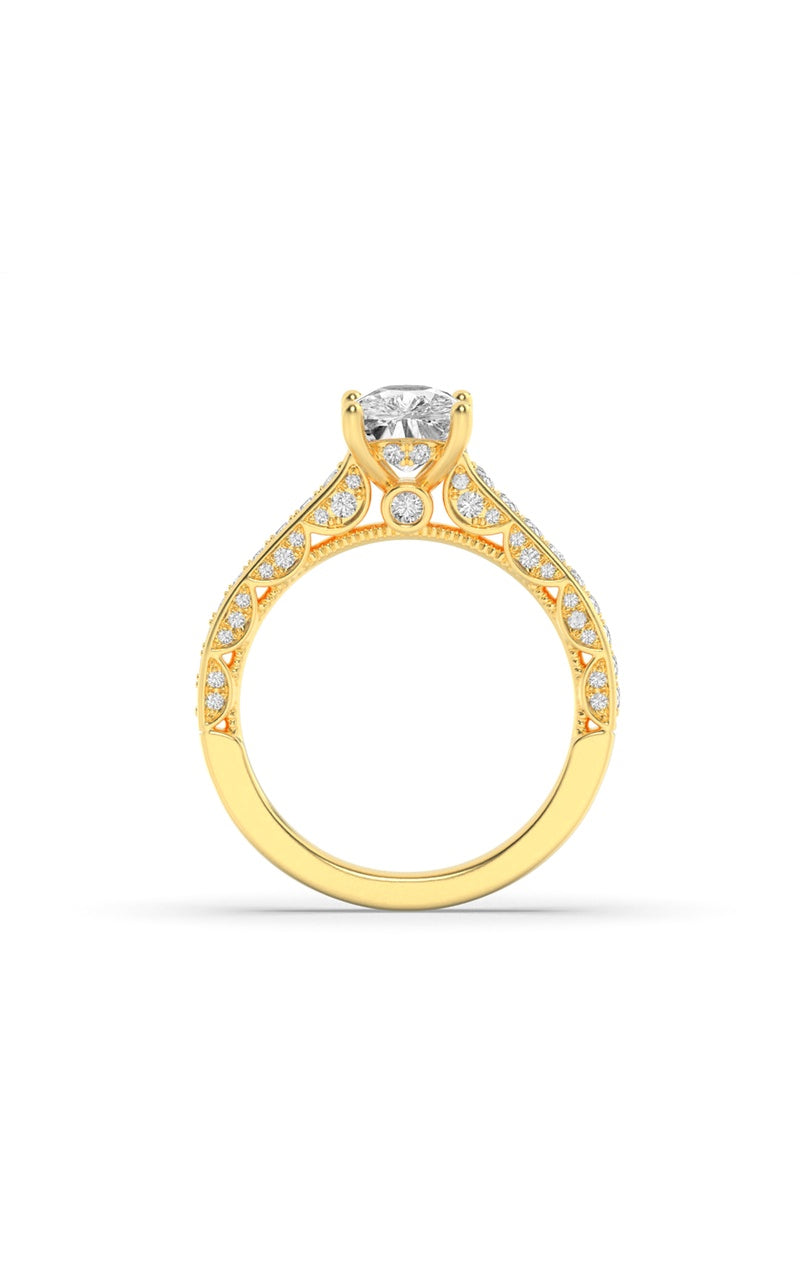 2.5CTW Elongated Cushion Shaped Lab Grown Diamond (G/VS) Accented Engagement Ring in 14K Gold