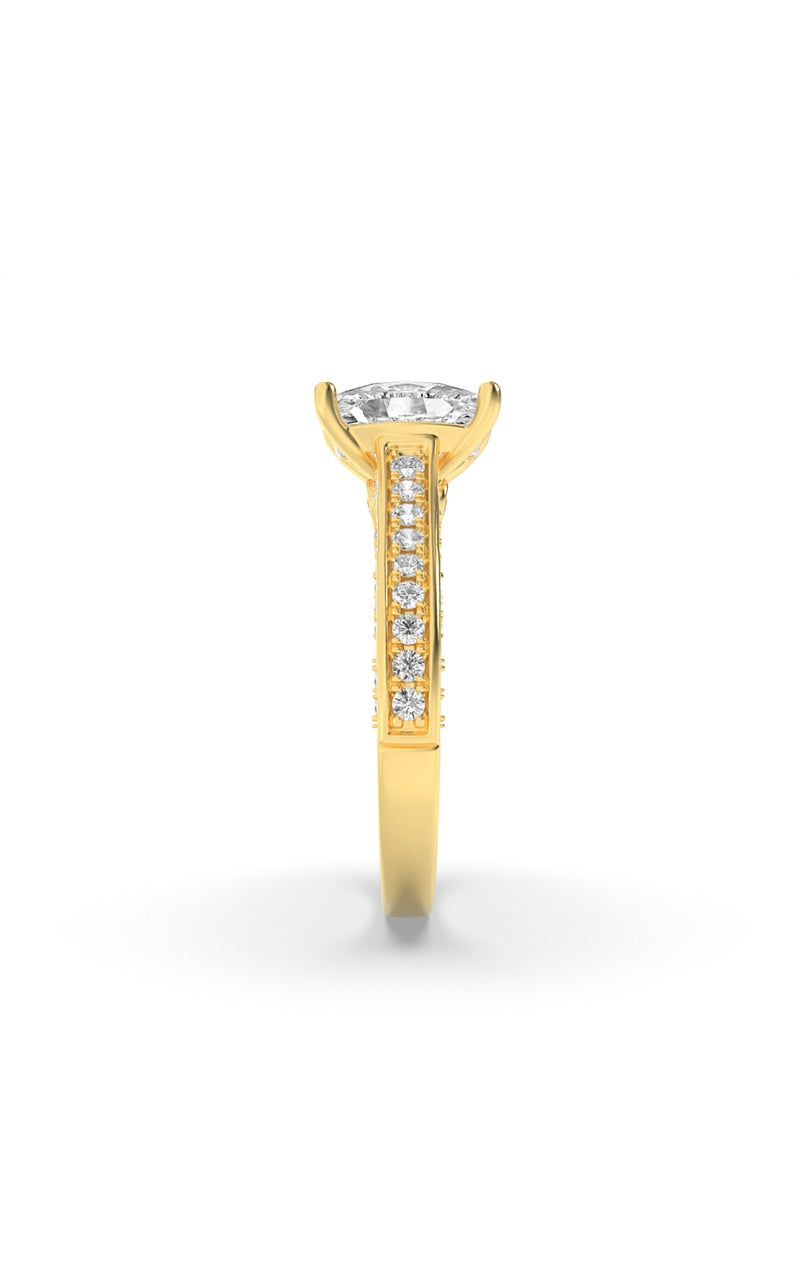 2.5CTW Elongated Cushion Shaped Lab Grown Diamond (G/VS) Accented Engagement Ring in 14K Gold