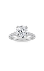 Load image into Gallery viewer, 3CTW Round Shaped Lab Grown Diamond (F/VS) Triple Row Accented Engagement Ring in 14K Gold

