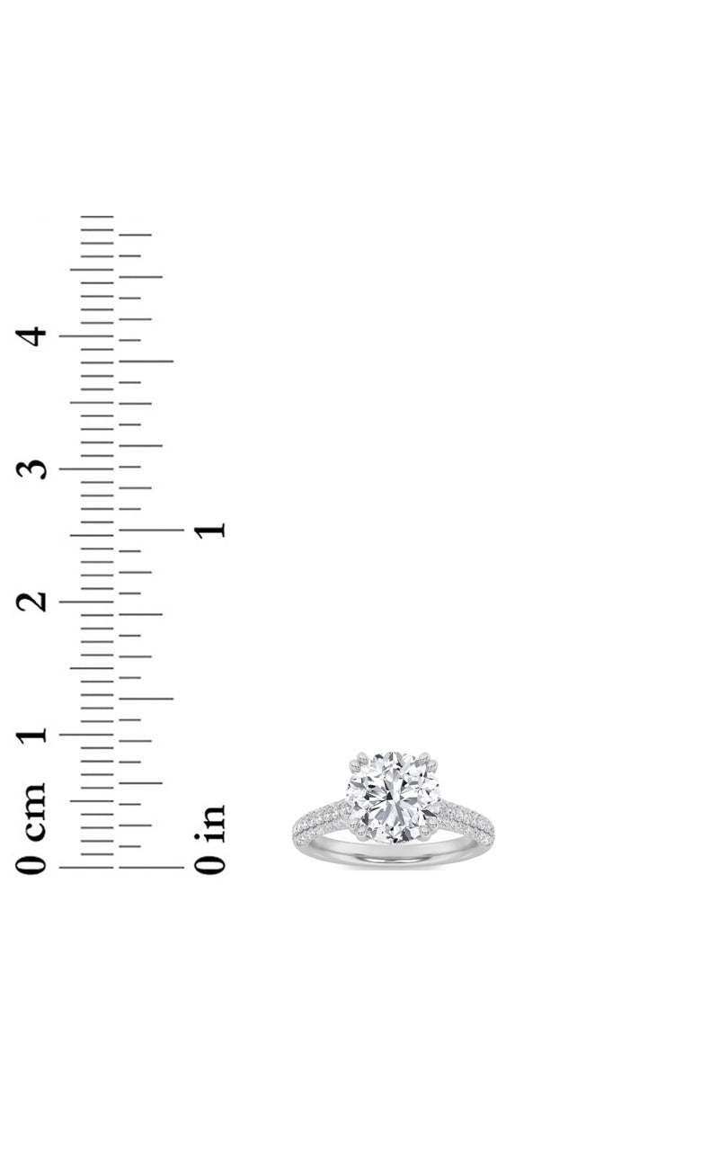 3CTW Round Shaped Lab Grown Diamond (F/VS) Triple Row Accented Engagement Ring in 14K Gold
