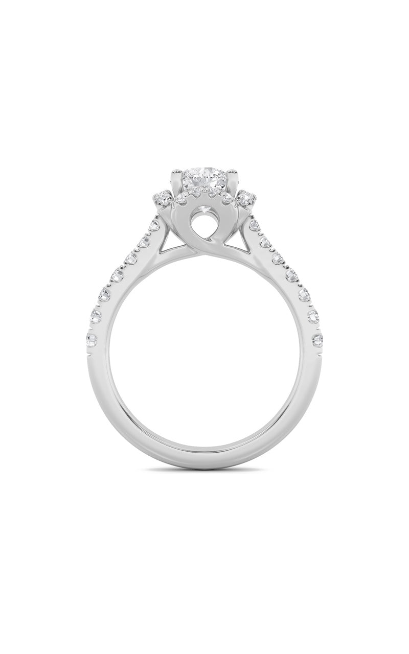 1.5CTW Round Shaped Lab Grown Diamond (F/VS) Halo Accented Engagement Ring in 14K Gold