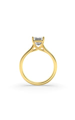 Load image into Gallery viewer, 2CTW Emerald Shaped Lab Grown Diamond (F/VS) Plain Cathedral Trellis Shank Solitaire Engagement Ring in 14K Gold
