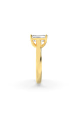 Load image into Gallery viewer, 2CTW Emerald Shaped Lab Grown Diamond (F/VS) Plain Cathedral Trellis Shank Solitaire Engagement Ring in 14K Gold
