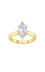Load image into Gallery viewer, 2CTW Marquise Shaped Lab Grown Diamond (F/VS) Plain Cathedral Trellis Shank Solitaire Engagement Ring in 14K Gold
