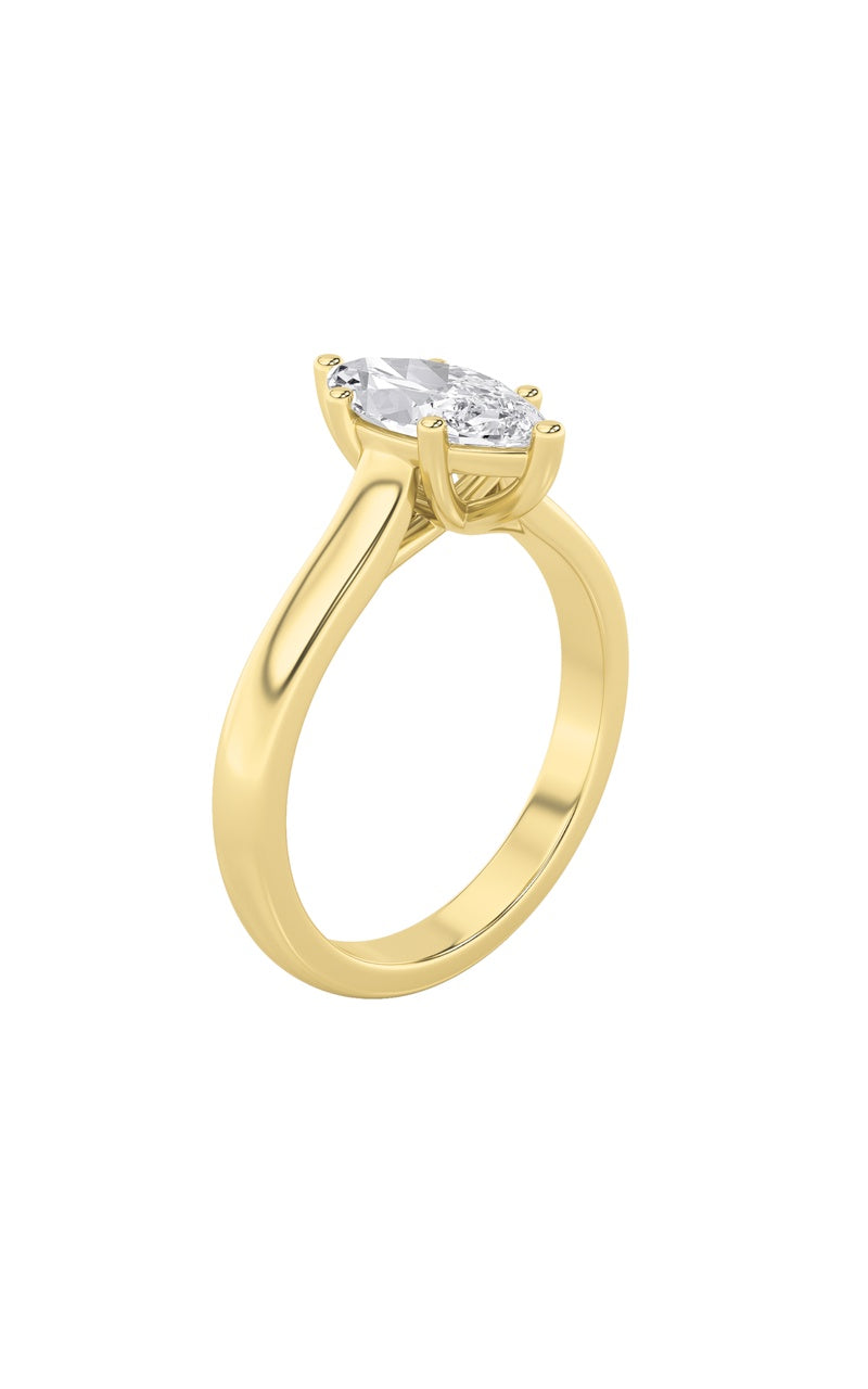 Vs) plain cathedral trellis shank solitaire engagement ring in 14k gold