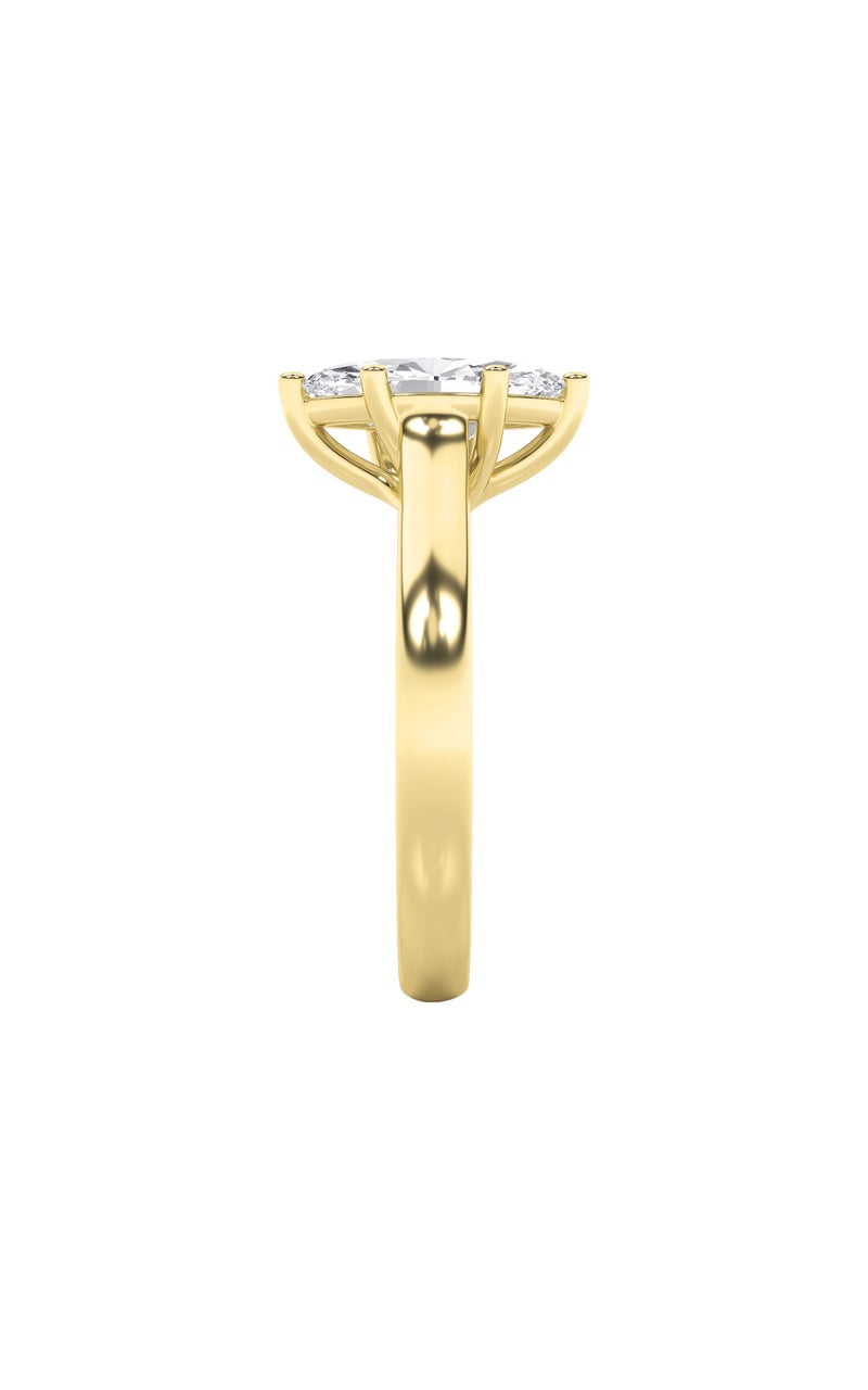 2CTW Marquise Shaped Lab Grown Diamond (F/VS) Plain Cathedral Trellis Shank Solitaire Engagement Ring in 14K Gold