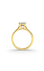 Load image into Gallery viewer, 3CTW Oval Shaped Lab Grown Diamond (F/VS) Plain Cathedral Trellis Shank Solitaire Engagement Ring in 14K Gold
