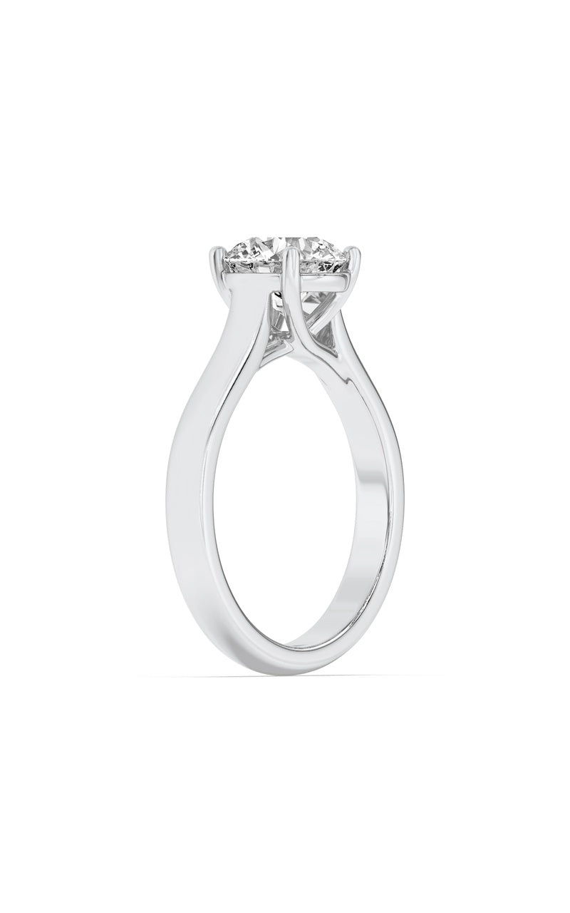 1CTW Round Shaped Lab Grown Diamond (F/VS) Plain Cathedral Trellis Shank Solitaire Engagement Ring in 14K Gold