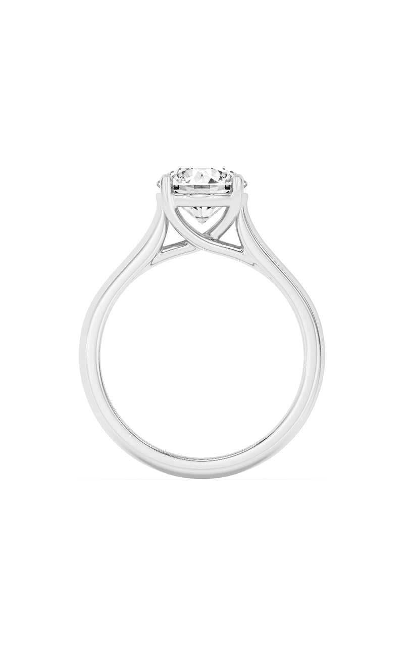 1CTW Round Shaped Lab Grown Diamond (F/VS) Plain Cathedral Trellis Shank Solitaire Engagement Ring in 14K Gold