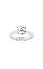 Load image into Gallery viewer, 3CTW Round Shaped Lab Grown Diamond (F/VS) Plain Cathedral Trellis Shank Solitaire Engagement Ring in 14K Gold
