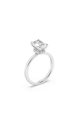 Load image into Gallery viewer, 3CTW Emerald Shaped Lab Grown Diamond (F/VS) Hidden Halo Plain Shank Engagement Ring in 14K Gold
