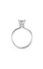 Load image into Gallery viewer, 3CTW Emerald Shaped Lab Grown Diamond (F/VS) Hidden Halo Plain Shank Engagement Ring in 14K Gold
