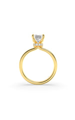 Load image into Gallery viewer, 3CTW Emerald Shaped Lab Grown Diamond (F/VS) Hidden Halo Plain Shank Engagement Ring in 14K Gold

