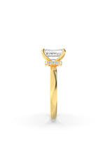 Load image into Gallery viewer, 3CTW Emerald Shaped Lab Grown Diamond (F/VS) Hidden Halo Plain Shank Engagement Ring in 14K Gold
