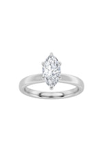Load image into Gallery viewer, 2CTW Marquise Shaped Lab Grown Diamond (F/VS) Hidden Halo Plain Shank Engagement Ring in 14K Gold
