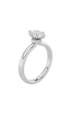 Load image into Gallery viewer, 2CTW Marquise Shaped Lab Grown Diamond (F/VS) Hidden Halo Plain Shank Engagement Ring in 14K Gold
