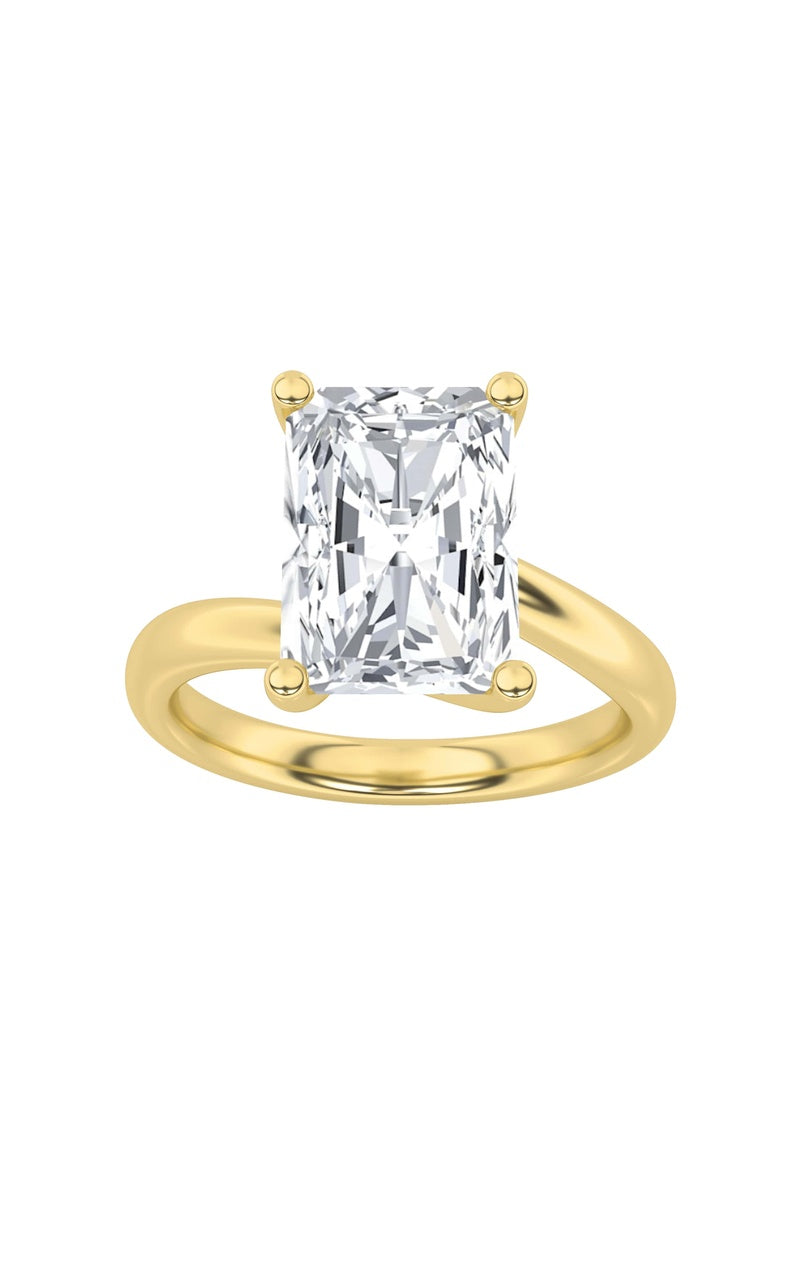 1CTW Radiant Shaped Lab Grown Diamond (F/VS) Bypass Shank Engagement Ring in 14K Gold