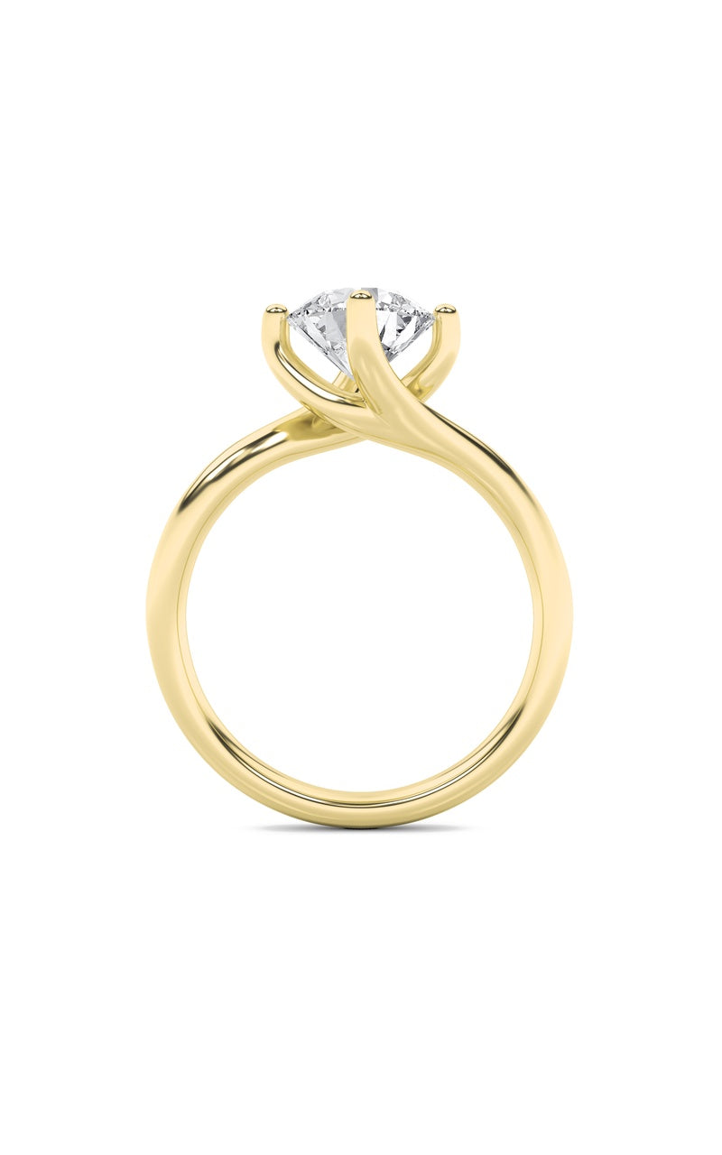 2CTW Round Shaped Lab Grown Diamond (F/VS) Bypass Shank Engagement Ring in 14K Gold