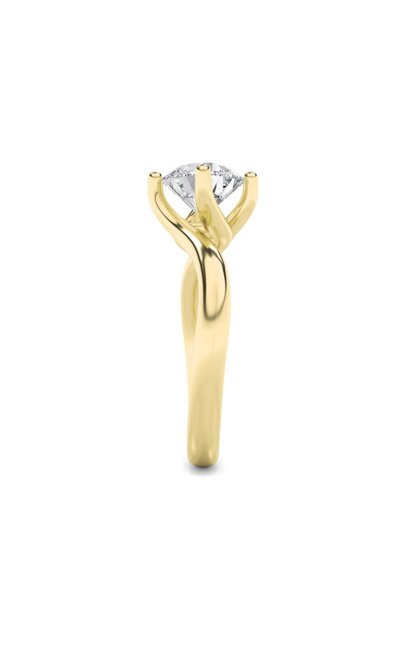 2CTW Round Shaped Lab Grown Diamond (F/VS) Bypass Shank Engagement Ring in 14K Gold