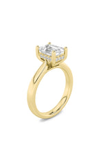 Load image into Gallery viewer, 2CTW Emerald Shaped Lab Grown Diamond (F/VS) Hidden Halo Cathedral Shank Engagement Ring in 14K Gold
