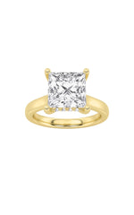 Load image into Gallery viewer, 3CTW Princess Shaped Lab Grown Diamond (F/VS) Hidden Halo Cathedral Shank Engagement Ring in 14K Gold
