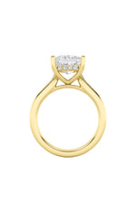 Load image into Gallery viewer, 3CTW Princess Shaped Lab Grown Diamond (F/VS) Hidden Halo Cathedral Shank Engagement Ring in 14K Gold
