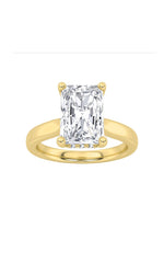 Load image into Gallery viewer, 2CTW Radiant Shaped Lab Grown Diamond (F/VS) Hidden Halo Cathedral Shank Engagement Ring in 14K Gold
