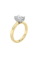 Load image into Gallery viewer, 3CTW Radiant Shaped Lab Grown Diamond (F/VVS) Hidden Halo Cathedral Shank Engagement Ring in 14K Gold
