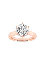 Load image into Gallery viewer, 2CTW Round Shaped Lab Grown Diamond (F/VS) Hidden Halo Cathedral Shank Engagement Ring in 14K Gold
