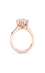 Load image into Gallery viewer, 2CTW Round Shaped Lab Grown Diamond (F/VS) Hidden Halo Cathedral Shank Engagement Ring in 14K Gold
