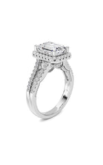 Load image into Gallery viewer, 3CTW Emerald Shaped Lab Grown Diamond (F/VS) Split shank Accented Ring in 14K Gold
