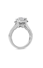 Load image into Gallery viewer, 3CTW Emerald Shaped Lab Grown Diamond (F/VS) Split shank Accented Ring in 14K Gold
