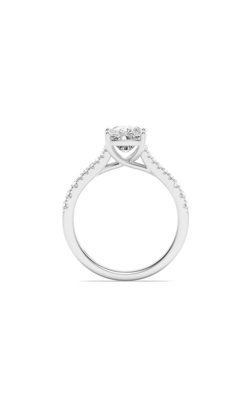 2.25CTW Elongated Cushion Shaped Lab Grown Diamond (F/VS) Split Shank Accented Enagagement Ring in 14K Gold