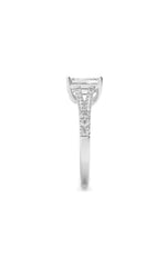 Load image into Gallery viewer, 4CTW Emerald Shaped Lab Grown Diamond (F/VS) Split Shank Trellis Engagement Ring in 14K Gold
