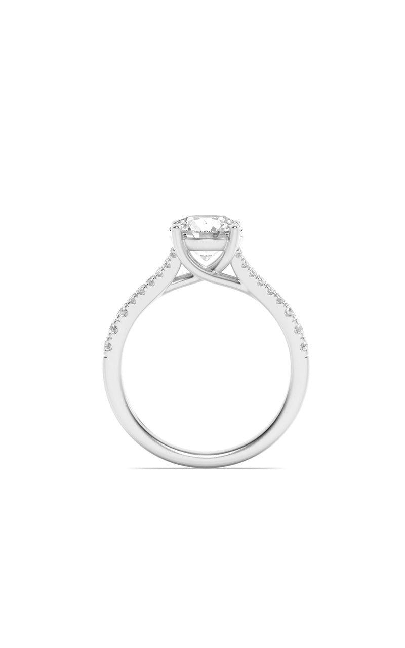 4CTW Round Shaped Lab Grown Diamond (F/VS) Split Shank Trellis Engagement Ring in 14K Gold