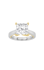 Load image into Gallery viewer, 3CTW Princess Shaped Lab Grown Diamond (F/VS) Two Tone Twisted Basket Cathedral Shank Solitaire Ring in 14K Gold

