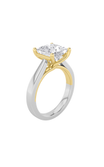 Load image into Gallery viewer, 3CTW Princess Shaped Lab Grown Diamond (F/VS) Two Tone Twisted Basket Cathedral Shank Solitaire Ring in 14K Gold

