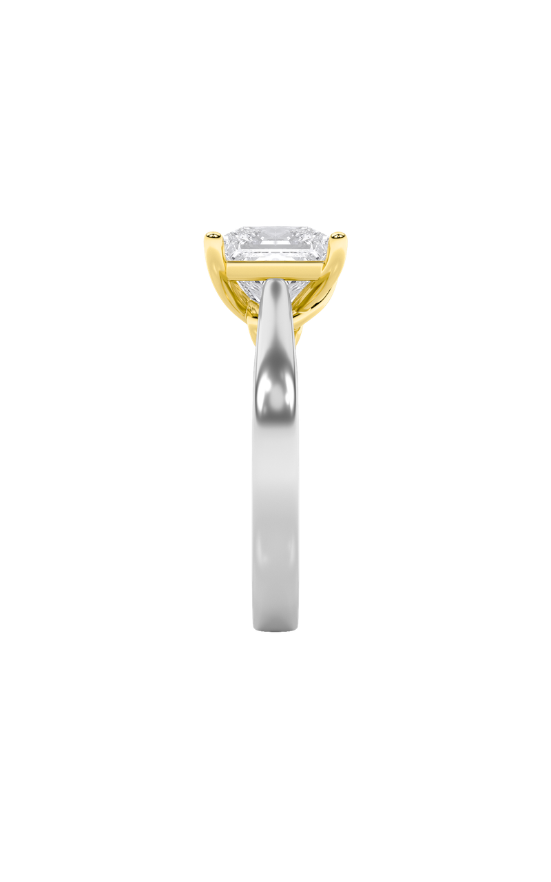 3CTW Princess Shaped Lab Grown Diamond (F/VS) Two Tone Twisted Basket Cathedral Shank Solitaire Ring in 14K Gold