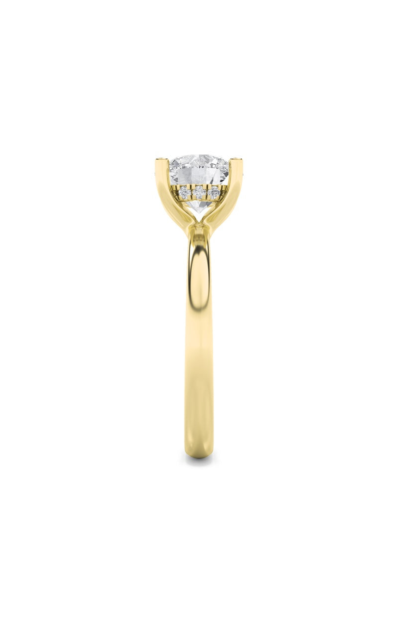 2CTW Round Shaped Lab Grown Diamond (F/VS) Hidden Halo Petite Shank Ring in 14K Gold