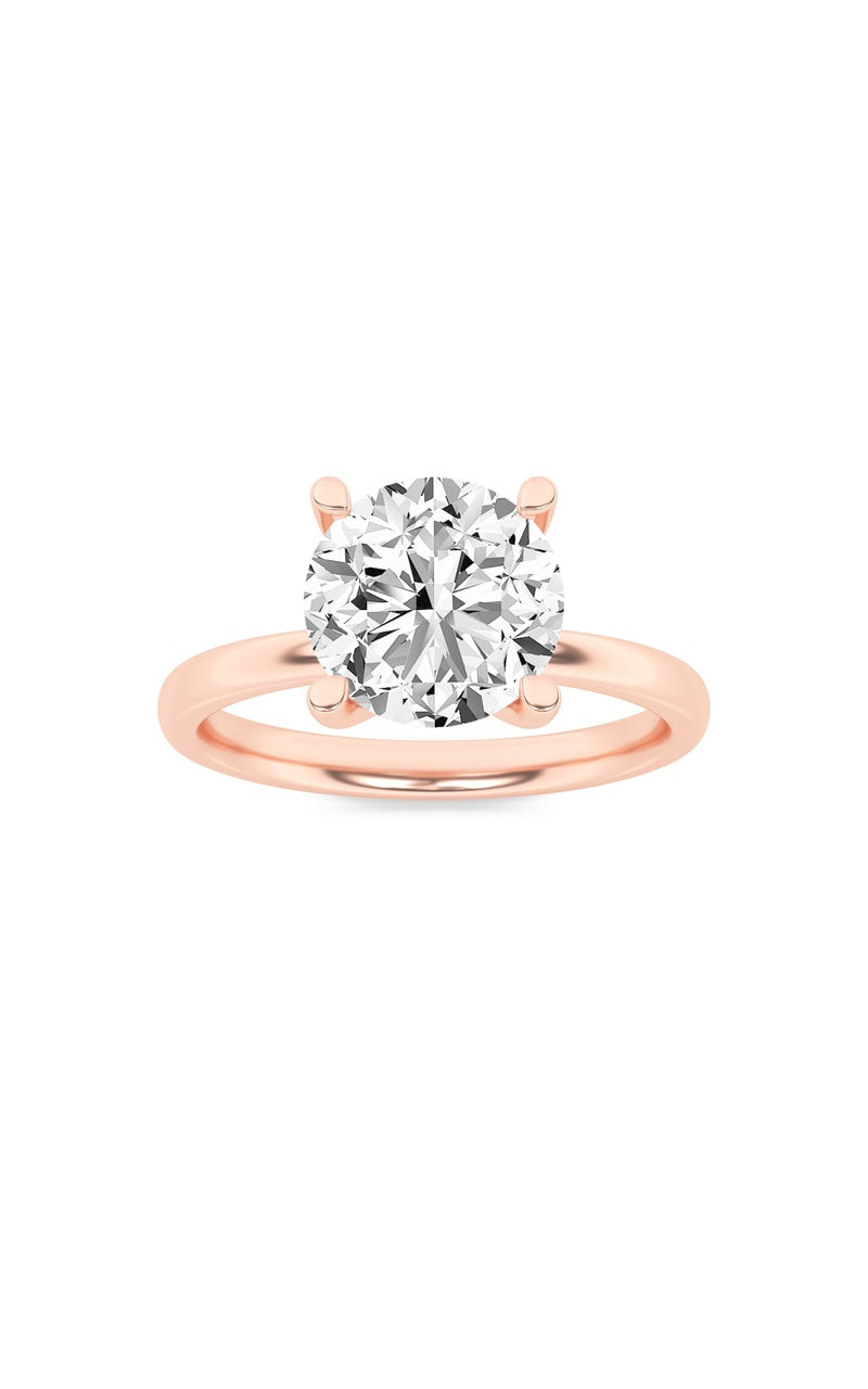 2CTW Round Shaped Lab Grown Diamond (F/VS) Hidden Halo Petite Shank Ring in 14K Gold