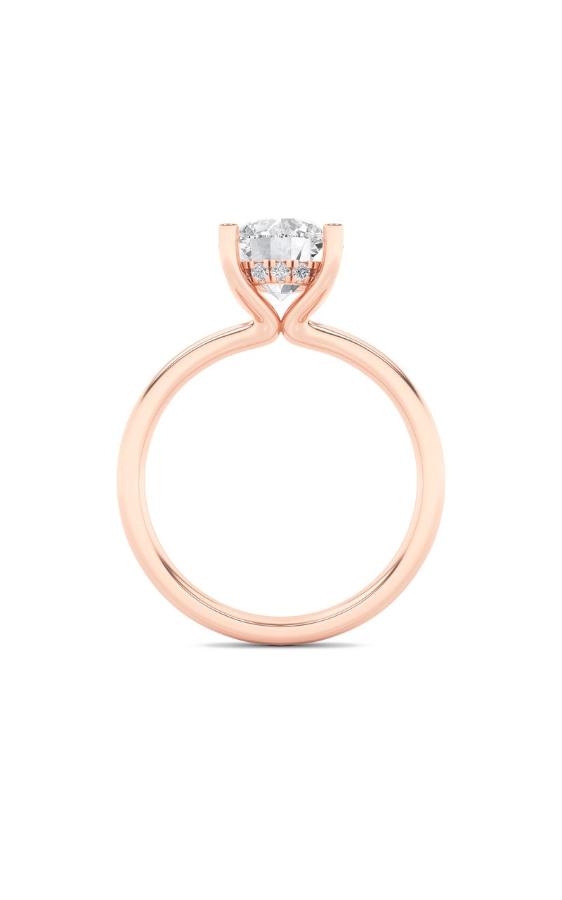 2CTW Round Shaped Lab Grown Diamond (F/VS) Hidden Halo Petite Shank Ring in 14K Gold