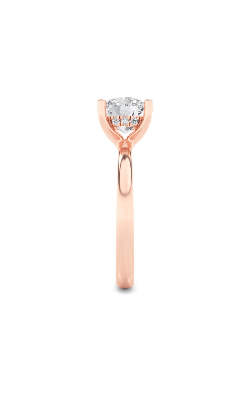 2CTW Round Shaped Lab Grown Diamond (F/VS) Hidden Halo Petite Shank Ring in 14K Gold