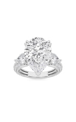 Load image into Gallery viewer, 6.75CTW Pear Shaped Lab Grown Diamond (F/VS) Bold Statement Accented Ring in 14K Gold
