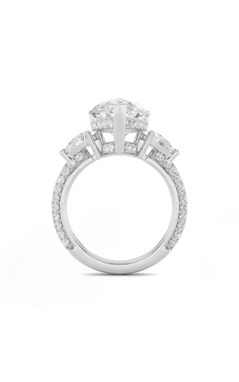 6.75CTW Pear Shaped Lab Grown Diamond (F/VS) Bold Statement Accented Ring in 14K Gold