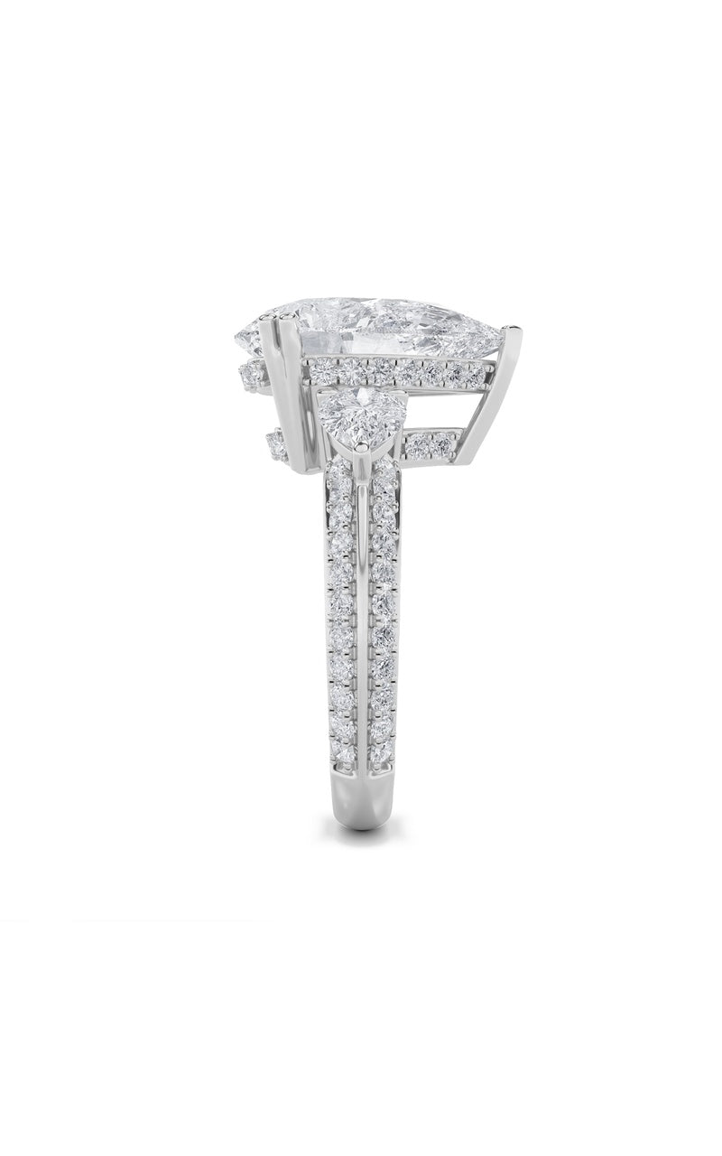 6.75CTW Pear Shaped Lab Grown Diamond (F/VS) Bold Statement Accented Ring in 14K Gold