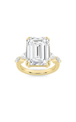 Load image into Gallery viewer, 8.5CTW Emerald Shaped Lab Grown Diamond (F/VS) Bold Statement Accented Ring in 14K Gold
